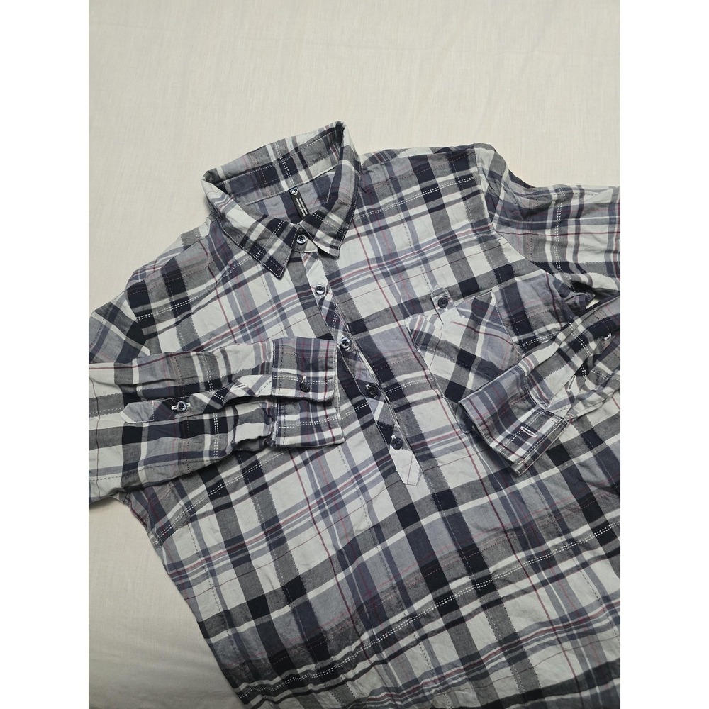 Kuhl Plaid Shirt Mens Medium Gray Black Button Down Long Sleeve Casual‎ Pocket